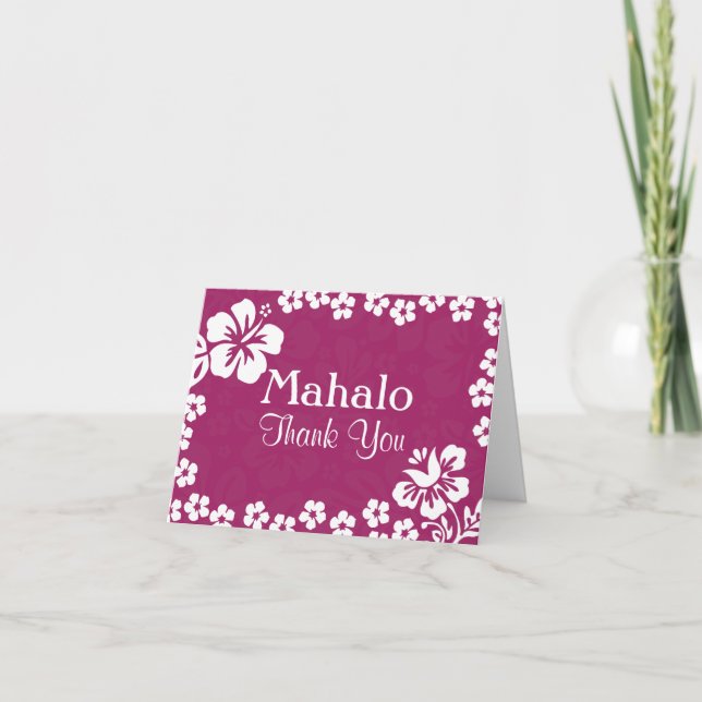 Plum Beach Flowers Wedding Thank You Cards (Front)