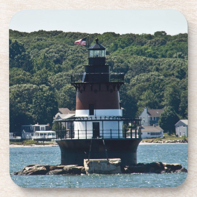 Plum Beach Lighthouse Cork Coaster (Front)