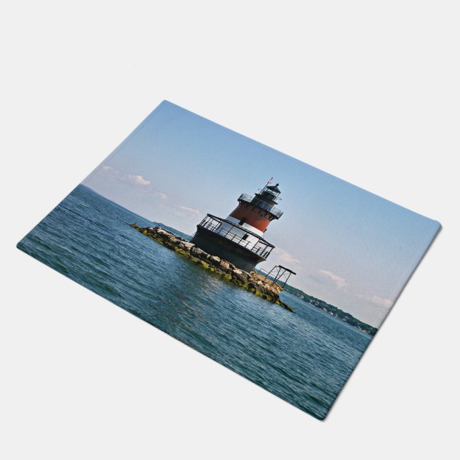 Plum Beach Lighthouse, Rhode Island Door Mat (Angled)