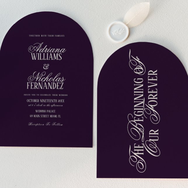 Plum Beginning Of Our Forever Wedding Invitation (Creator Uploaded)