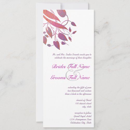 Plum Berry Coral Grey Butterfly Wedding Invites