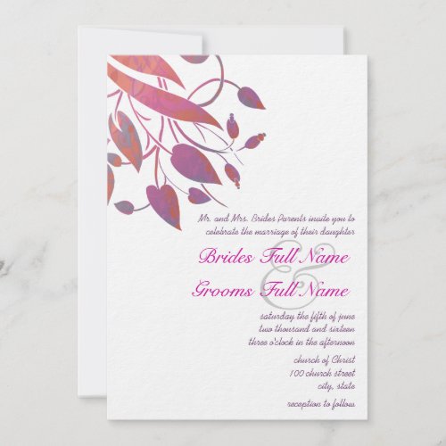Plum Berry Coral Grey Butterfly Wedding Invites