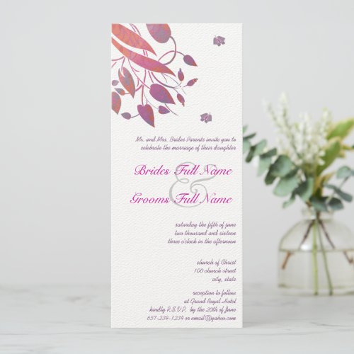 Plum Berry Coral Grey Butterfly Wedding Invites