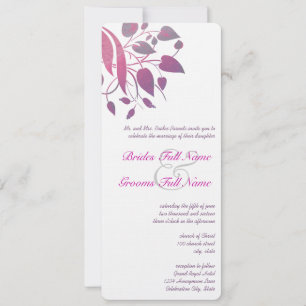 Plum Berry Gray Leaf Swirl Wedding Invites