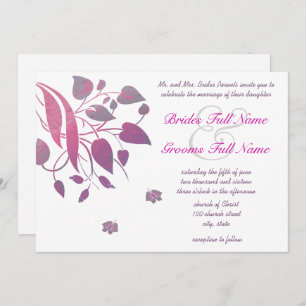 Plum Berry Grey Swirl Butterfly Wedding Invitation