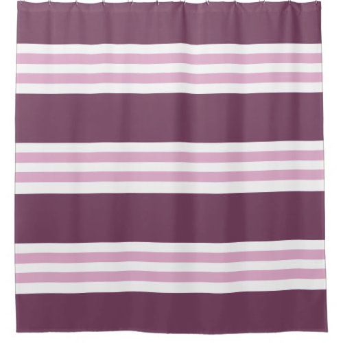 Plum Berry Pink Stripe Pattern Shower Curtain