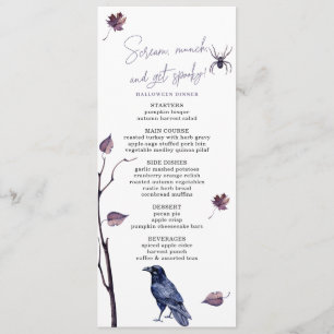 PLUM BLACK CROW SPIDER AUTUMN LEAVES HALLOWEEN MENU