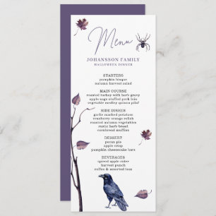 PLUM BLACK CROW SPIDER AUTUMN LEAVES HALLOWEEN MENU