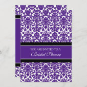 Plum Black Damask Bridal Shower Invitation Cards (Front/Back)