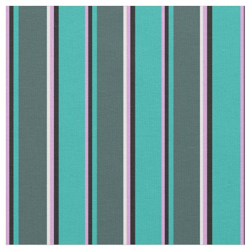 Plum, Black, Sea Green, Dark Slate Gray & White Fabric