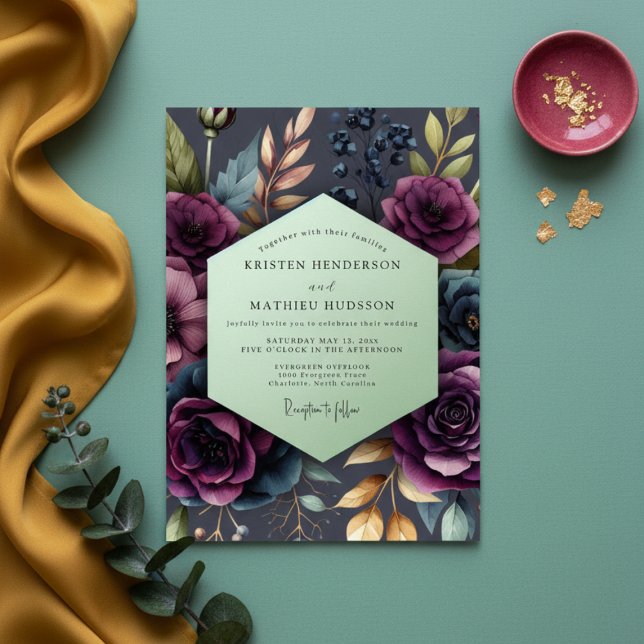 Plum Bloom Moody Wedding Invitation (Creator Uploaded)