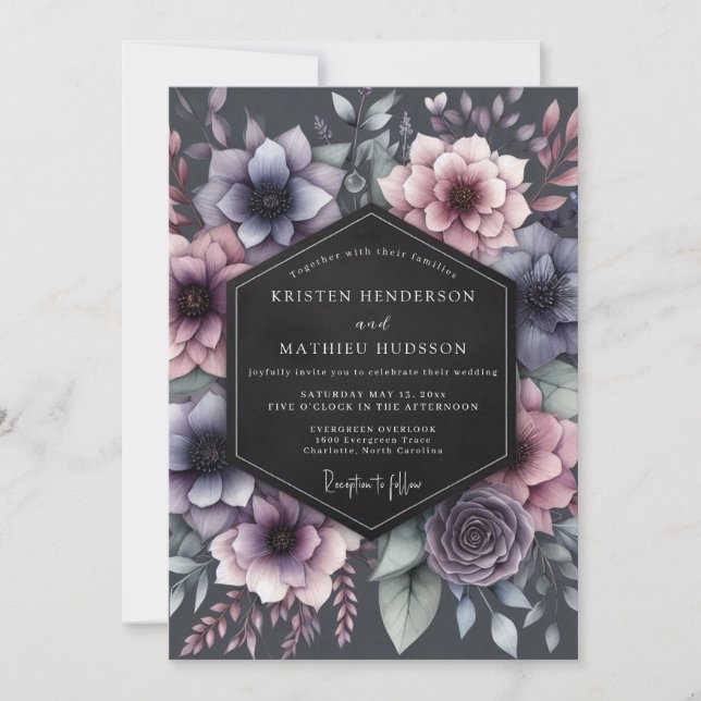Plum Bloom Romance Wedding Invitation (Front)