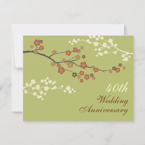 Plum Blossom Anniversary Party Invitation L-Green
