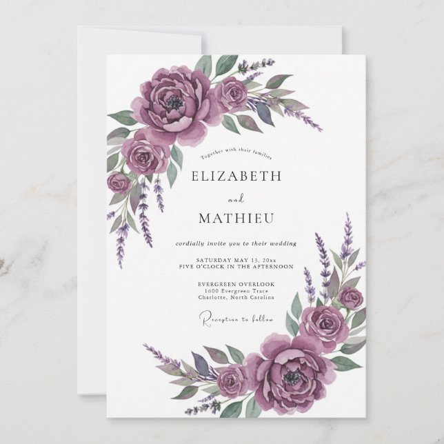 Plum Blossom Artistry Wedding Invitation (Front)