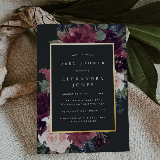 Plum Blossom Baby Shower Foil Invitation (Creator Uploaded)