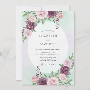 Plum Blossom Botanical Arch Wedding Invitation