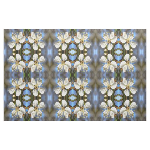 Plum Blossom Botanical Art Fabric