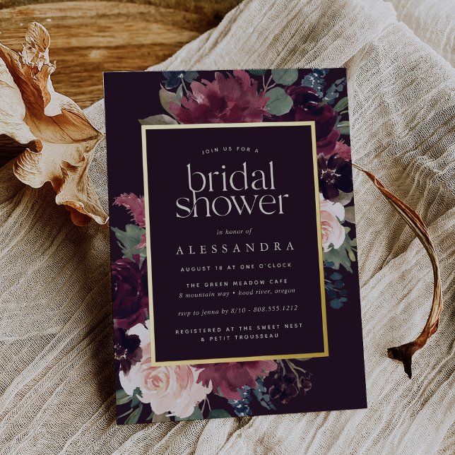 Plum Blossom Bridal Shower Foil Invitation (Creator Uploaded)