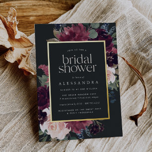 Plum Blossom Bridal Shower Invitation Foil Invitation