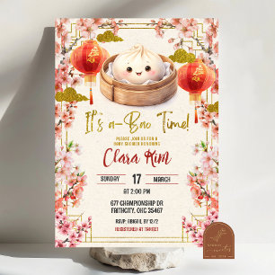 Plum Blossom Chinese Bao Baby Shower Invitation