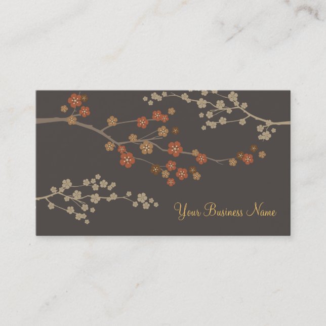 Plum Blossom Custom Business Card Gray (Front)