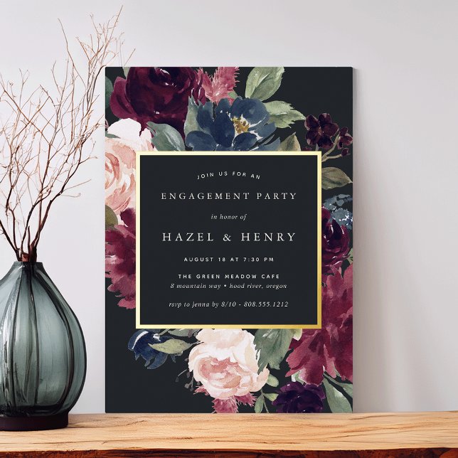 Plum Blossom Engagement Party Foil Invitation (Creator Uploaded)