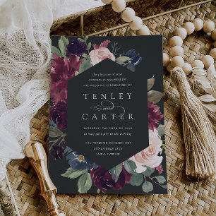 Plum Blossom Geometric Frame Wedding Invitation