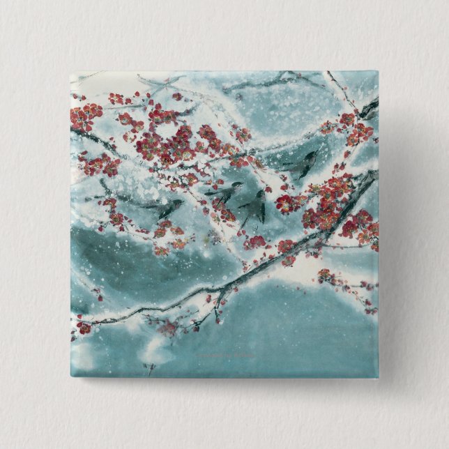Plum Blossom in Snow Button (Front)