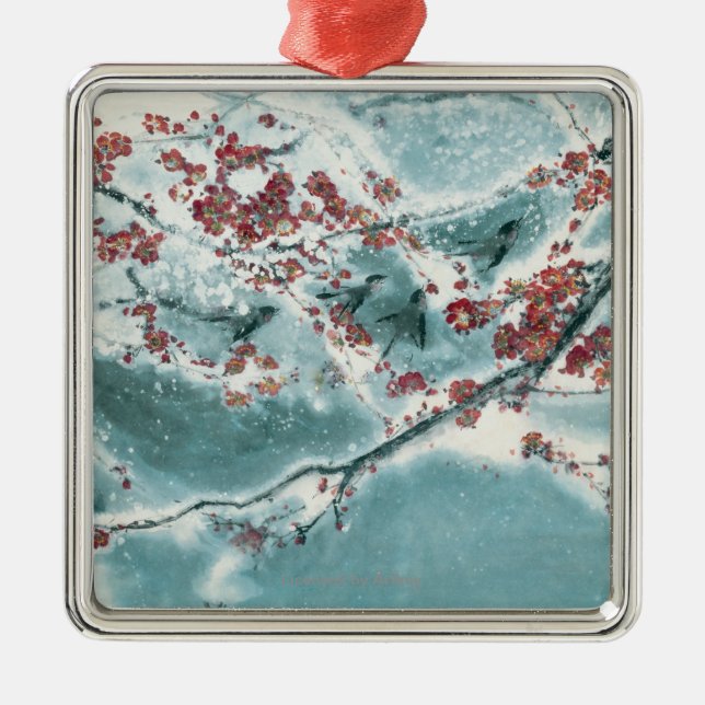 Plum Blossom in Snow Metal Ornament (Front)