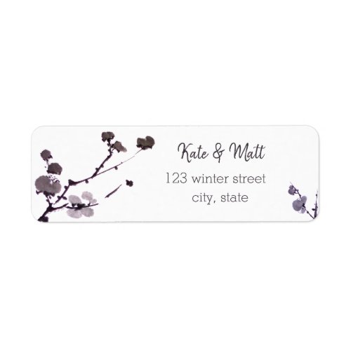 Plum blossom sumie ink label