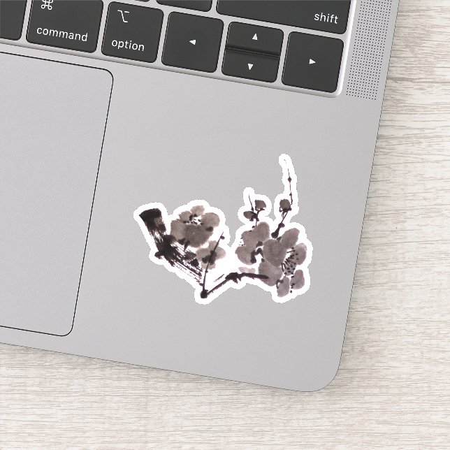 Plum blossom sumie ink sticker (Detail)