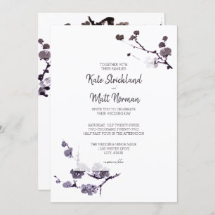 Plum blossom sumie Wedding Invitation