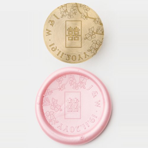 Plum Blossoms And Double Happiness Chinese Wedding Wax Seal Stamp