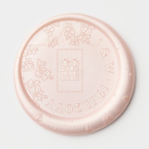 Plum Blossoms And Double Happiness Chinese Wedding Wax Seal Sticker