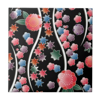 Plum Blossoms And Leaves Ceramic Tile by YANKAdesigns at Zazzle