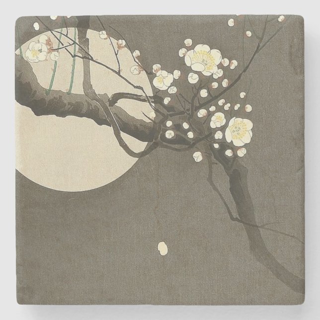 Plum Blossoms at Night by Ohara Koson Elegant Stone Coaster (Front)