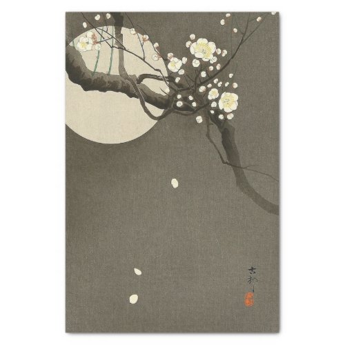 Plum Blossoms at Night by Ohara Koson Elegant Tissue Paper