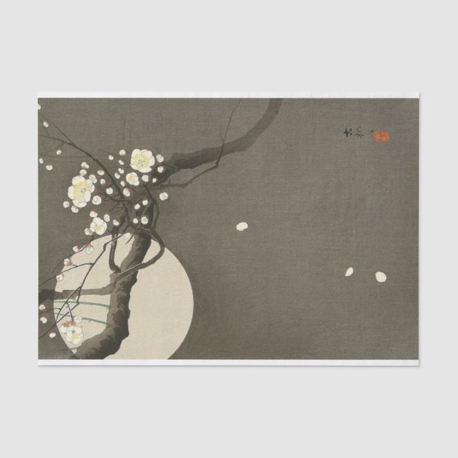 Plum Blossoms at Night by Ohara Koson Elegant Tissue Paper (Front)