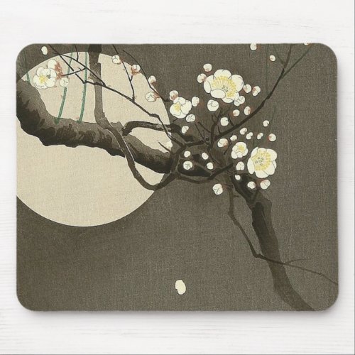 Plum Blossoms at Night by Ohara Koson Vintage Mouse Pad