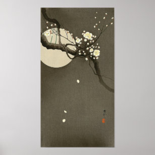 Plum Blossoms at Night by Ohara Koson Vintage Poster