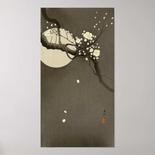 Plum Blossoms at Night by Ohara Koson Vintage Poster