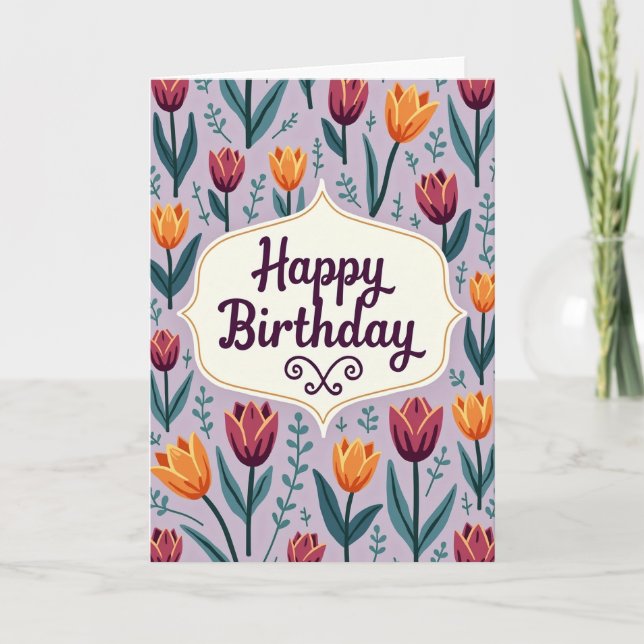 Plum Blossoms Birthday Card (Front)
