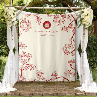 Plum Blossoms Double Xi Chinese Wedding Backdrop