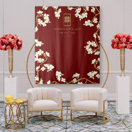 Plum Blossoms Double Xi Chinese Wedding Backdrop