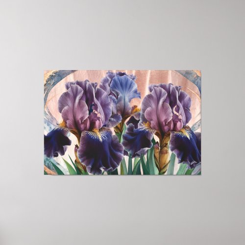  Plum Blue IRIS Irises Vintage Floral TV2 Canvas Print