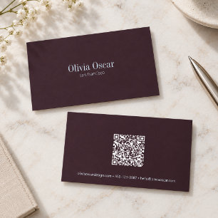 Plum Blue Minimalist QR Creative Professional Business Card