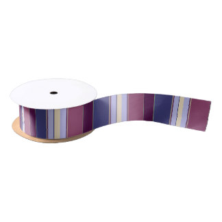 Plum, Blue, Yellow Elegant Stripe Satin Ribbon