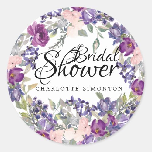 Plum Blush Floral Bridal Shower Envelope Seal