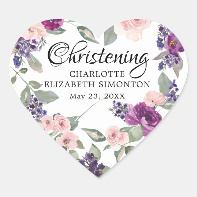 Plum Blush Floral Heart Envelope Seal (Front)