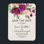 Plum Blush Floral Wedding Save Date Magnet<br><div class="desc">Elegant,  botanical plum purple and blush pink watercolor floral on ivory wedding Save the Date magnet.  Contact us for help with customization and matching products.</div>